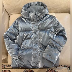 GAP Kids XXL (14–16) Metallic Silver Puffer Hooded Coat